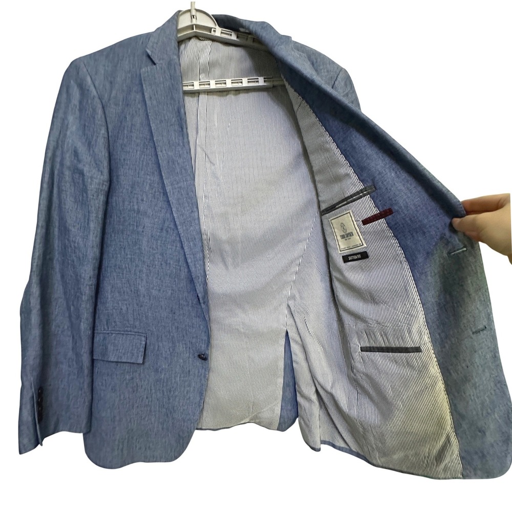 Todd Snyder Sutton Linen Blazer Jacket 44L Blue Sport Coat Preppy Summer Wedding